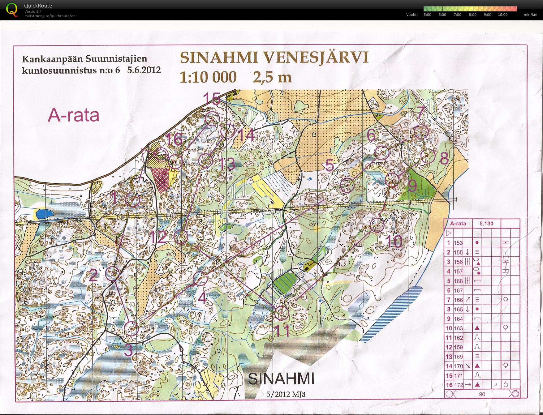 Kuntosuunnistus Sinahmi (05/06/2012)