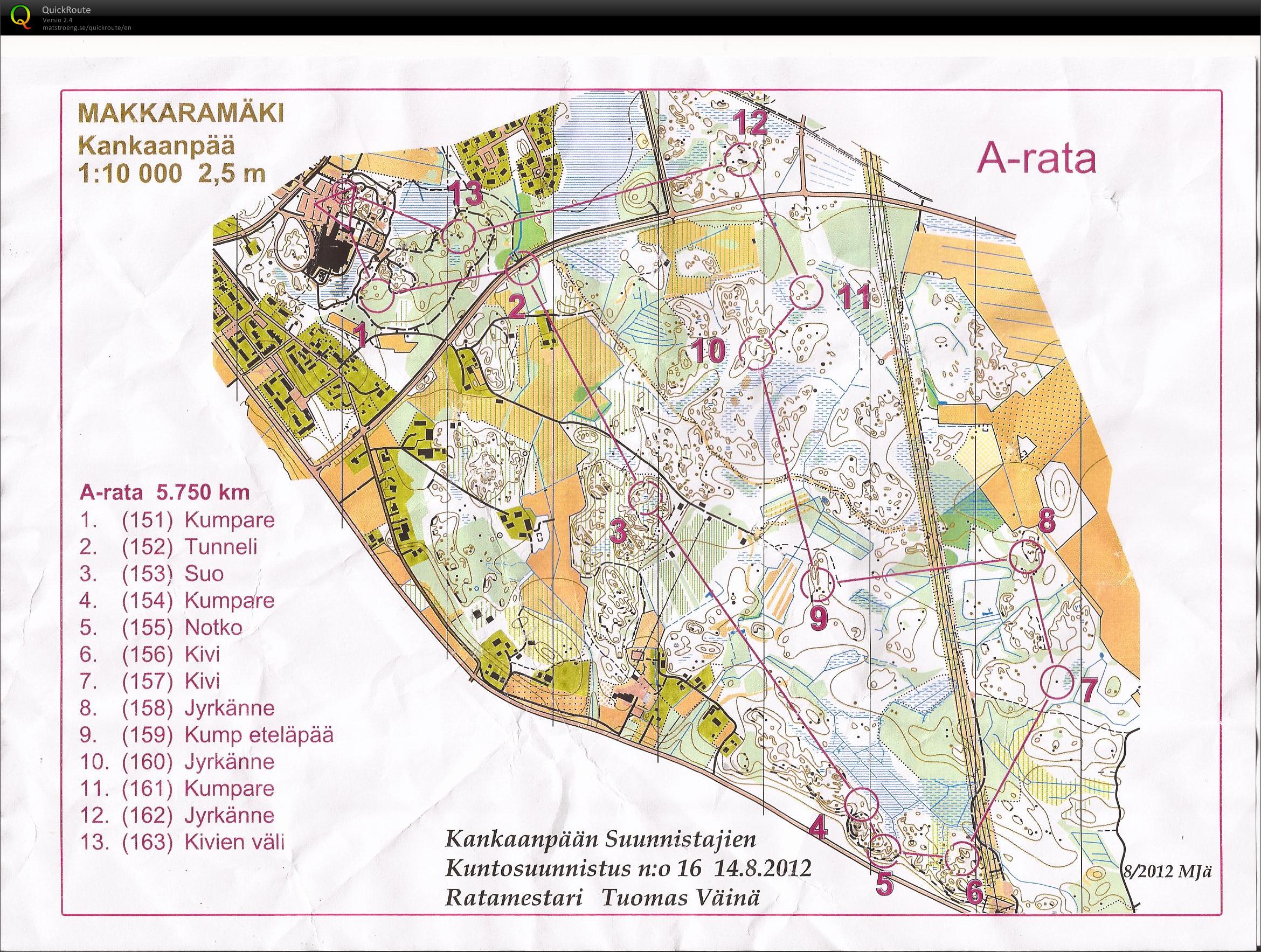 Kuntosuunnistus Makkaramäki (14/08/2012)