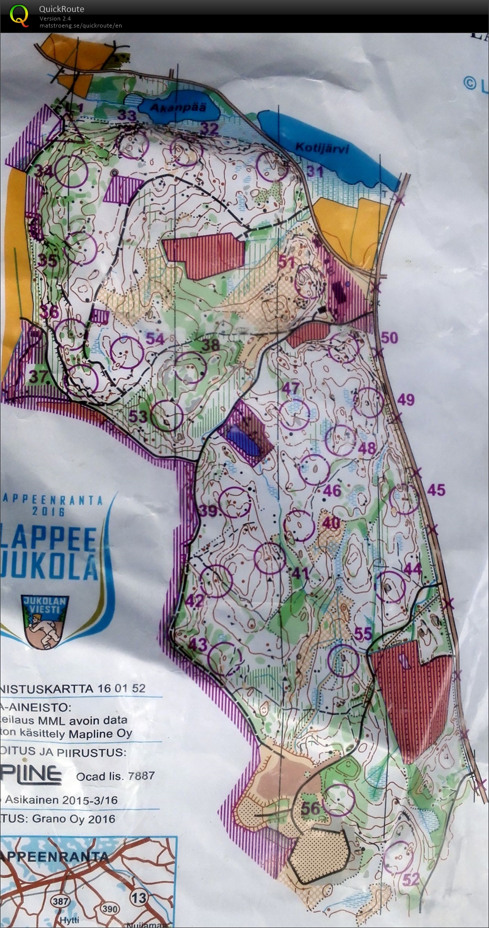 Jukola mallisuunnistus (17/06/2016)