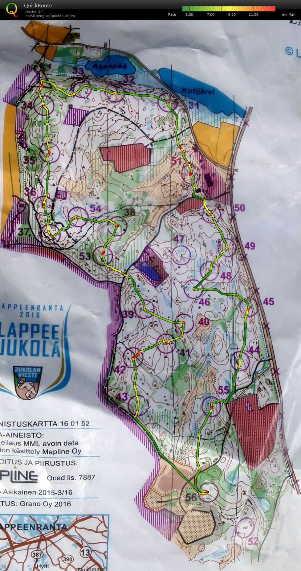 Jukola mallisuunnistus (17/06/2016)